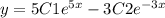 y = 5C1 {e}^{5x} - 3 C 2{e}^{ - 3x}