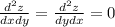 \frac{ {d}^{2}z }{dxdy} = \frac{ {d}^{2} z}{dydx} = 0 \\