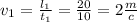 v_{1} = \frac{l_{1}}{t_{1}}= \frac{20}{10} = 2 \frac{m}{c}