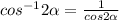 cos^{-1}2\alpha = \frac{1}{cos2\alpha }