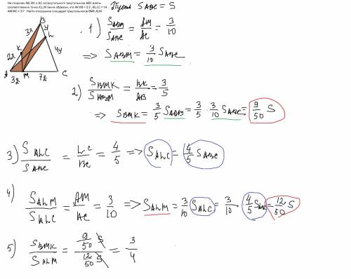 На сторонах AB, BC и AC остроугольного треугольника ABC взяты соответственно точки K,L,M таким образ