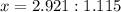 x=2.921:1.115