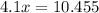 4.1x=10.455