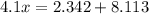 4.1x=2.342+8.113