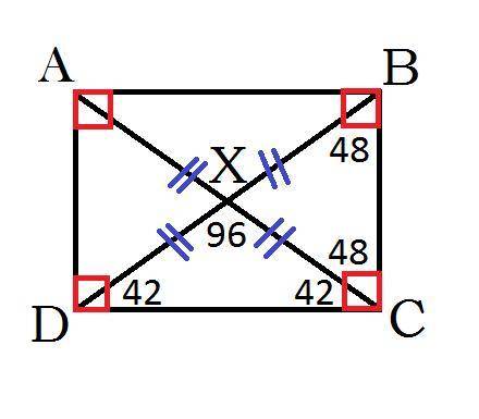 Дано :прямоугольник ABCD ,угол С в треугольнике СХD=42° .найти : угол CXD и угол CBX​