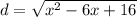 d= \sqrt{x^2-6x+16}