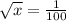 \sqrt{x} = \frac{1}{100}