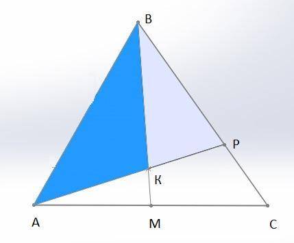 в треугольнике авс на его медиане BM отмечена точка K так, что BK:KM = 4:1 .Прямая AK пересекает сто