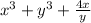 x^3+y^3+\frac{4x}{y}