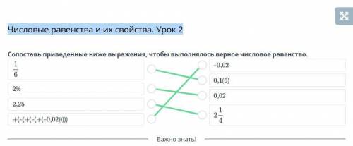 Урок 2 Сопоставь приведенные ниже выражения, чтобы выполнялось верное числовое равенство.2%2,25+(–(+