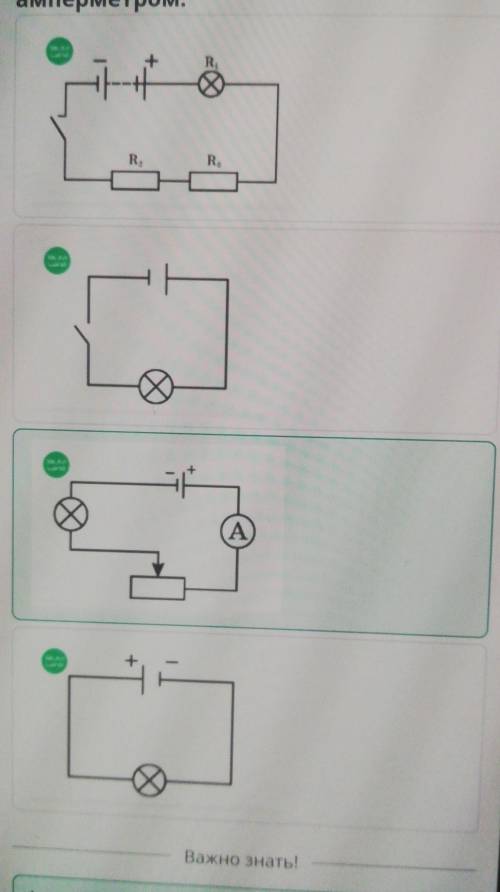 Электрический ток, источники электрического тока, сила тока Укажи электрическую цепь с амперметром.​