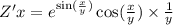 Z'x = {e}^{ \sin( \frac{x}{y} ) } \cos( \frac{x}{y} ) \times \frac{1}{y} \\