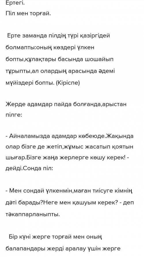 Кіріспе,негізгі және қорытынды бөлімдерден тұратын жоспар құрып,қиял ғажайып ертегі жақындар.