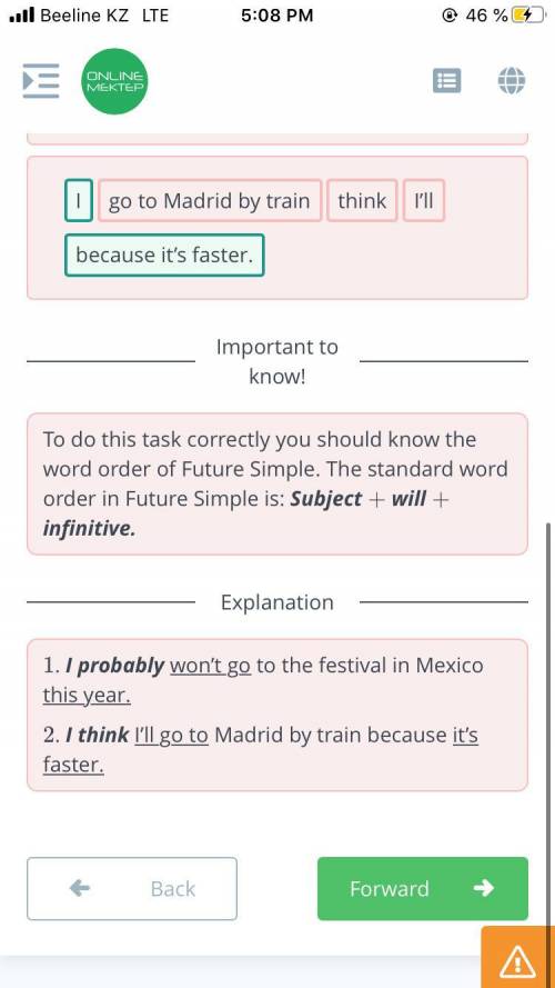 Read the words and drag them in the correct order to make up sentences.  Iwon’tprobablygo to the fes