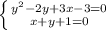 \left \{ {{y^2-2y+3x-3=0} \atop {x+y+1=0}} \right.