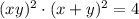 (xy)^2\cdot (x+y)^2 = 4