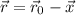 \vec{r} = \vec{r}_{0}-\vec{x}