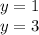 y=1\\y=3