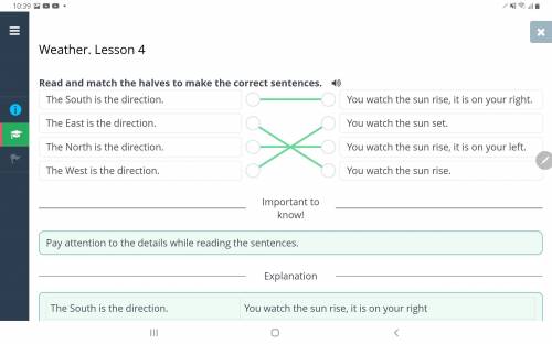 Чат ашу X=Weather. Lesson 4Read and match the halves to make thecorrect sentences. :)The South is th