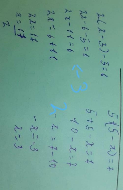 Приведи уравнения к виду [x+a] =b 1. 3-(5-x)=72. 5+(5-x)=73. 2(x-3)-5=64. 3+(5-2x)=55. (4-2x)+5=56.