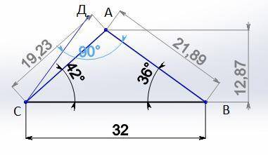 Розв'яжіть трикутник за даною стороною і прилеглими кутами:а = 32, B = 36°, Y=42°​