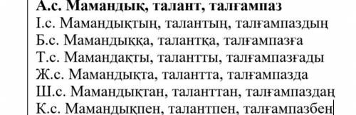 Мамандық, талант, талғампаз склонять по падежам ОТВЕТЬТЕ