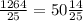 \frac{1264}{25} = 50 \frac{14}{25}