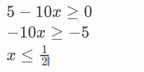 Знайдіть область визначення функції f(x)=√5 – 10х.​