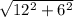 \sqrt{12^2+6^2}