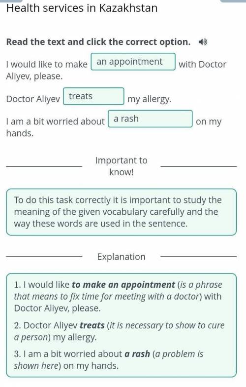 Health services in Kazakhstan Read the text and click the correct option.I would like to makewith Do
