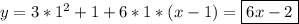 y = 3*1^2 + 1 +6*1*(x-1) = \boxed{6x-2}