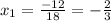 x_{1} = \frac{-12}{18} = -\frac{2}{3}