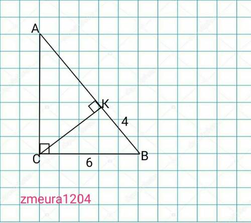 Катет прямоугольного треугольника равен 6 см, а его проекция на гипотенуза - 4 см. Найдите гипотенуз
