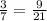 \frac{3}{7} = \frac{9}{21}