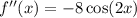 f''(x) = - 8 \cos(2x)