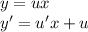 y = ux \\ y' = u'x + u