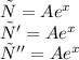 у = A {e}^{x} \\ у' = A {e}^{x} \\ у''= A {e}^{x}