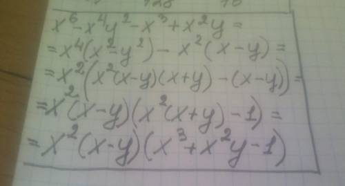 Розкладіть на множники: x⁶-x⁴y²-x³+x²y. До ть будь ласка ​