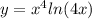 y = {x}^{4} ln(4x)