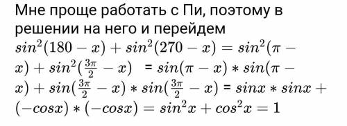 Sin2(180°-x)+sin2(270°-x)​