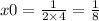 x0 = \frac{1}{2 \times 4} = \frac{1}{8} \\