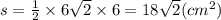 s = \frac{1}{2} \times 6 \sqrt{2 } \times 6 = 18 \sqrt{2} (cm {}^{2})