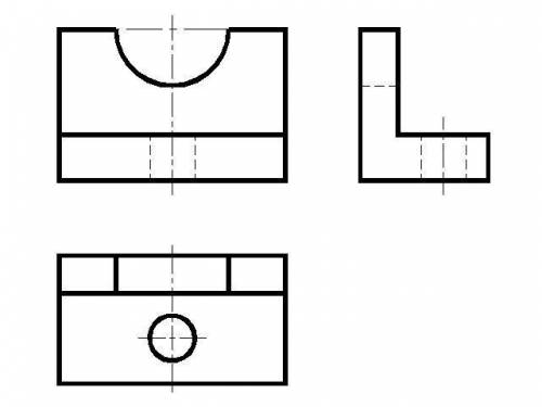 с черчением Постройте третий вид по двум данным видам там нужно ещё саму ось начертить, с линиями св