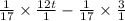 \frac{1}{17} \times \frac{12t}{1} - \frac{1}{17} \times \frac{3}{1}