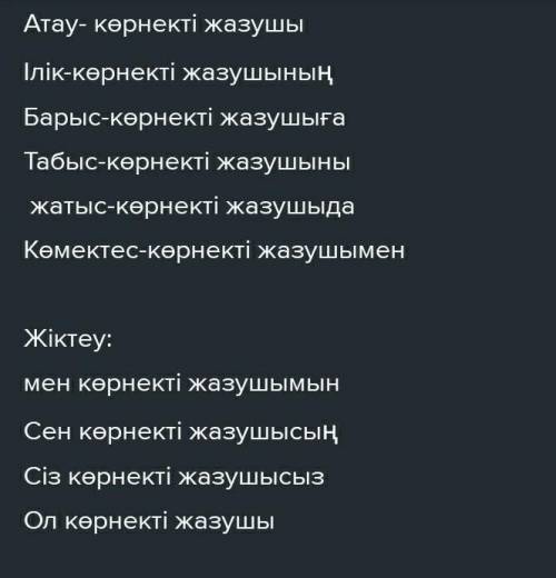 Септеу,жіктеу,тәуелдеу,баспалдақ,фонет талдау, диалог құрау НА ОДНО ЛЮБОЕ СЛОВО УМОЛЯЮ