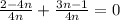 \frac{2-4n}{4n}+\frac{3n-1}{4n}=0