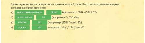 Существует несколько видов типов данных языка Python. Часто используемыми видами встроенных типов яв