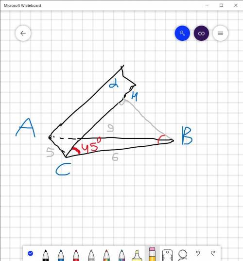 У трикутнику ABC: AB= 9 см; BC = 6 см; AC = 5 см. через сторону AC проходить площина a, що утворює з