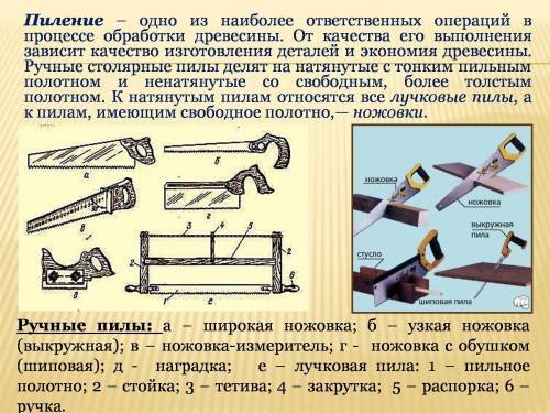 1)Перечислите инструменты для резания. 2)Какие виды пил вы знаете?3) Опишите устройства любзика 4)На