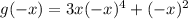 g( - x) = 3x( - x) {}^{4} + ( - x) {}^{2}